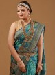 Attractive Peacock Blue Woven Banarasi Silk Wedding Saree