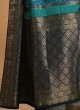 Peacock Blue Wedding Wear Saree For Women