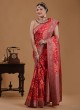 Red Designer Banarasi Chiffon Saree For Wedding