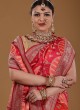 Red Designer Banarasi Chiffon Saree For Wedding