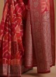 Red Designer Banarasi Chiffon Saree For Wedding