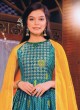 Bandhani Print Designer Gown In Sea Green