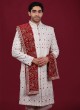 Grooms Off White Embroidered Sherwani