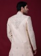 Peach Embroidered Anarkali Style Sherwani For Men