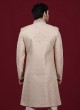 Cream Embroidered Sherwani For Mens