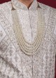 Off White Heavy Embroidered Anarkali Style Sherwani