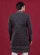 Dark Grey Embroidered Indowestern For Men