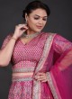 Rani Pink Designer Satin Silk Printed Lehenga Choli