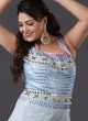 Powder Blue Designer Jumpsuit with Rose Motifs