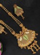 Gold Polished Stone Studded Necklace Set