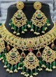 Dark Green Bridal Kundan Studded Necklace Set