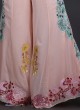 Peach Floral Georgette Palazzo Suit