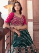 Teal Blue and Pink Floral Sequins Embellished Lehenga Choli