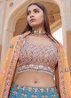 Deep Sky Blue Embroidered Designer Lehenga Choli