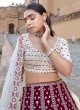 Maroon and White Designer Sequins Lehenga Choli