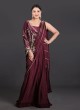 Wine Chiffon Saree with Jacket Style Designer Blouse