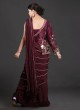 Wine Chiffon Saree with Jacket Style Designer Blouse