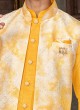 Stylish Sequins Work Indowestern Set In Yellow Color