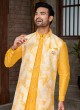 Stylish Sequins Work Indowestern Set In Yellow Color