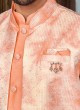 Designer Peach Color Jacket Style Indowestern Set