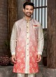 Shaded Floral Weaving Work Indowestern For Men