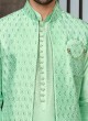 Light Green Thread Embroidered Men's Indowestern Set