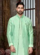 Light Green Thread Embroidered Men's Indowestern Set