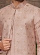 Rose Gold Thread Embroidered Nehru Jacket Set