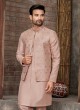 Rose Gold Thread Embroidered Nehru Jacket Set