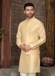 Light Yellow Nehru Jacket Set With Mirror Embroidery