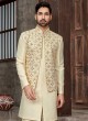 Cream Thread Embroidered Indowestern Set