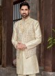 Attractive Cream Color Jacket Style Indowestern