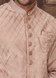 Wedding Wear Rose Gold Nehru Jacket Set