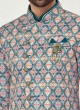 Fancy Printed Nehru Jacket Set For Men