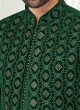 Readymade Green Thread Embroidered Indowestern