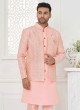 Festive Wear Light Pink Nehru Jacket Set