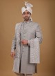 Readymade Wedding Wear Sherwani In Grey Color