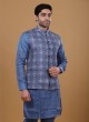 Wedding Wear Blue Nehru Jacket Suit