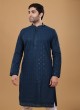 Lucknowi Teal Blue Wedding Wear Kurta Pajama