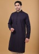 Navy Blue Lucknowi Kurta Pajama For Men