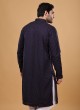 Navy Blue Lucknowi Kurta Pajama For Men