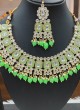 Parrot Green Kundan And Pearl Necklace Set