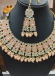 Real Mother Of Kundan Necklace Set With Peach Pearls