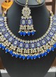 Designer Gold Plated Blue Necklace Set