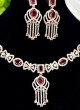 Diamond Studded Heavy Necklace Set In Maroon
