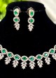 Rose Gold Based Sea Green Diamond Studded Necklace Set
