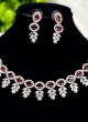 Maroon And Silver Diamond Necklace Set