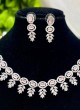 Silver And Baby Pink Diamond Studded Necklace Set