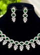 Diamond Studded Green And Silver Designer Necklace Set