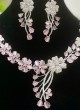 Silver Based Baby Pink Floral Design Necklace Set